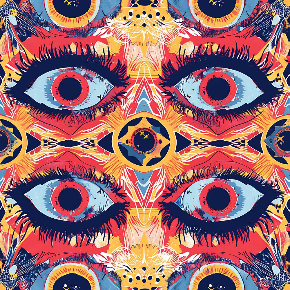 Bold Symmetrical Eye Motif Abstract Decorative Artistic Art
