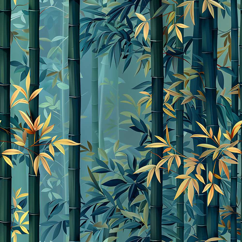 Serene Bamboo Forest with Soft Mist Asian Nature Botanical