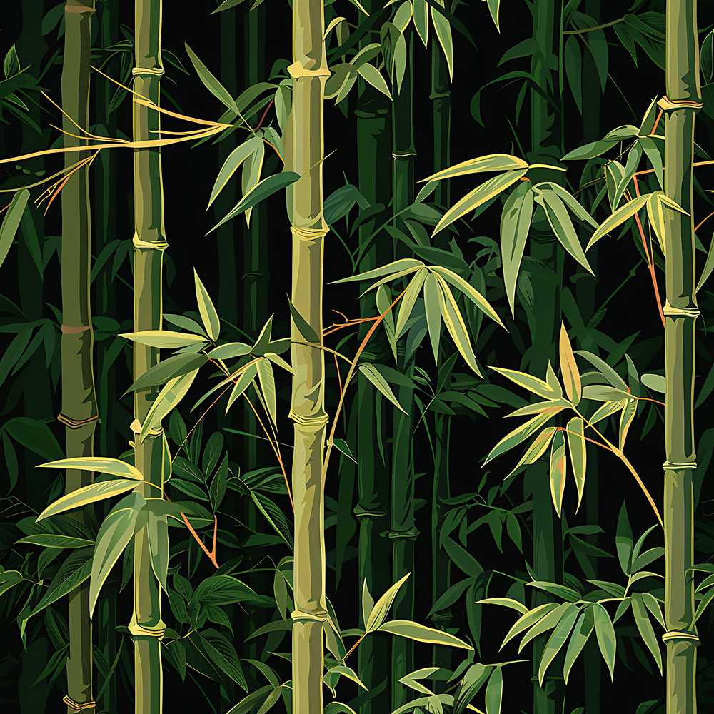 Dark Bamboo Forest Texture Deep Green Botanical Artistic Wildflower