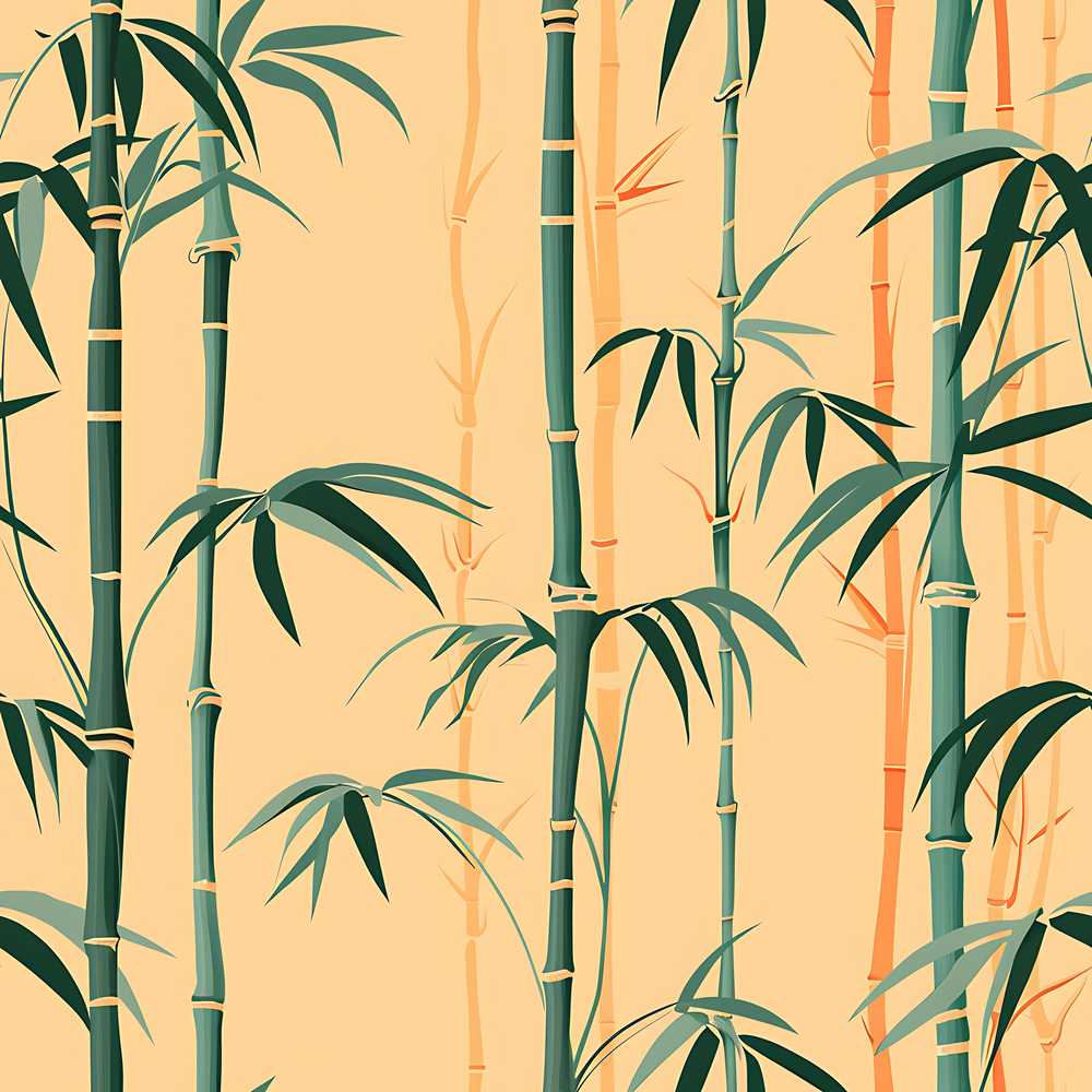 Elegant Bamboo Stalks on Warm Beige Background Asian Botanical Nature