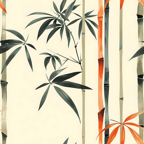 Artistic Bamboo Leaves and Stems on Neutral Background Wildflower