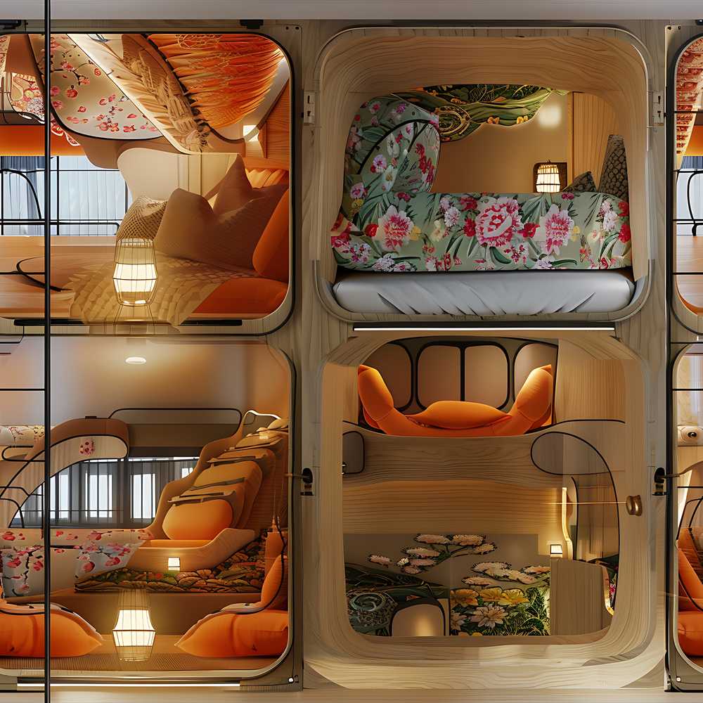 Capsule Living Pods with Decorative Interiors Contemporary Japanese