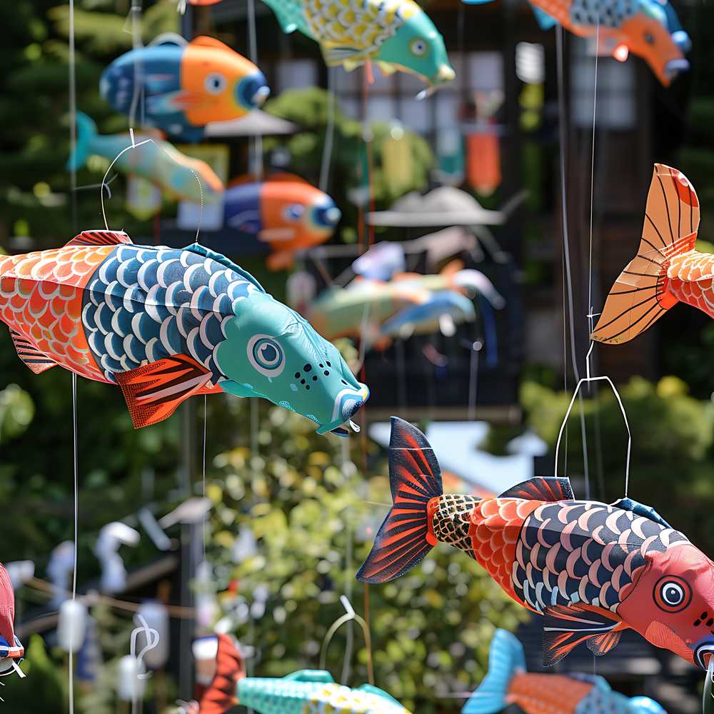 Colorful Koi Fish Windsocks Hanging Outdoor Traditional Japanese Festival Decor