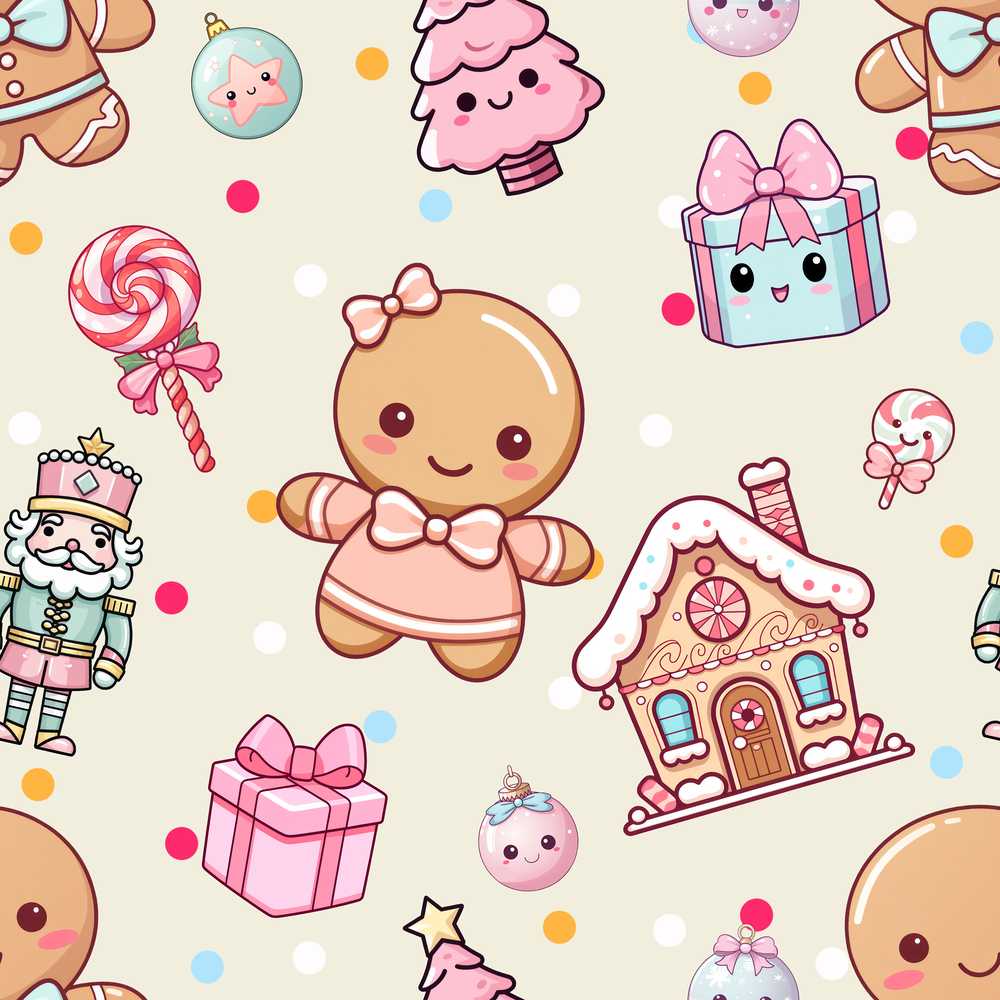 Cute Christmas Gingerbread Candy Gift House Cream Background