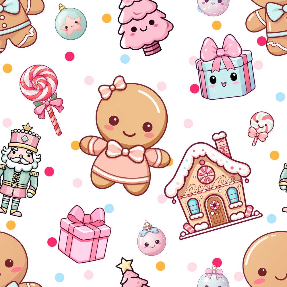 Cute Christmas Gingerbread Candy Gift House Grey Background