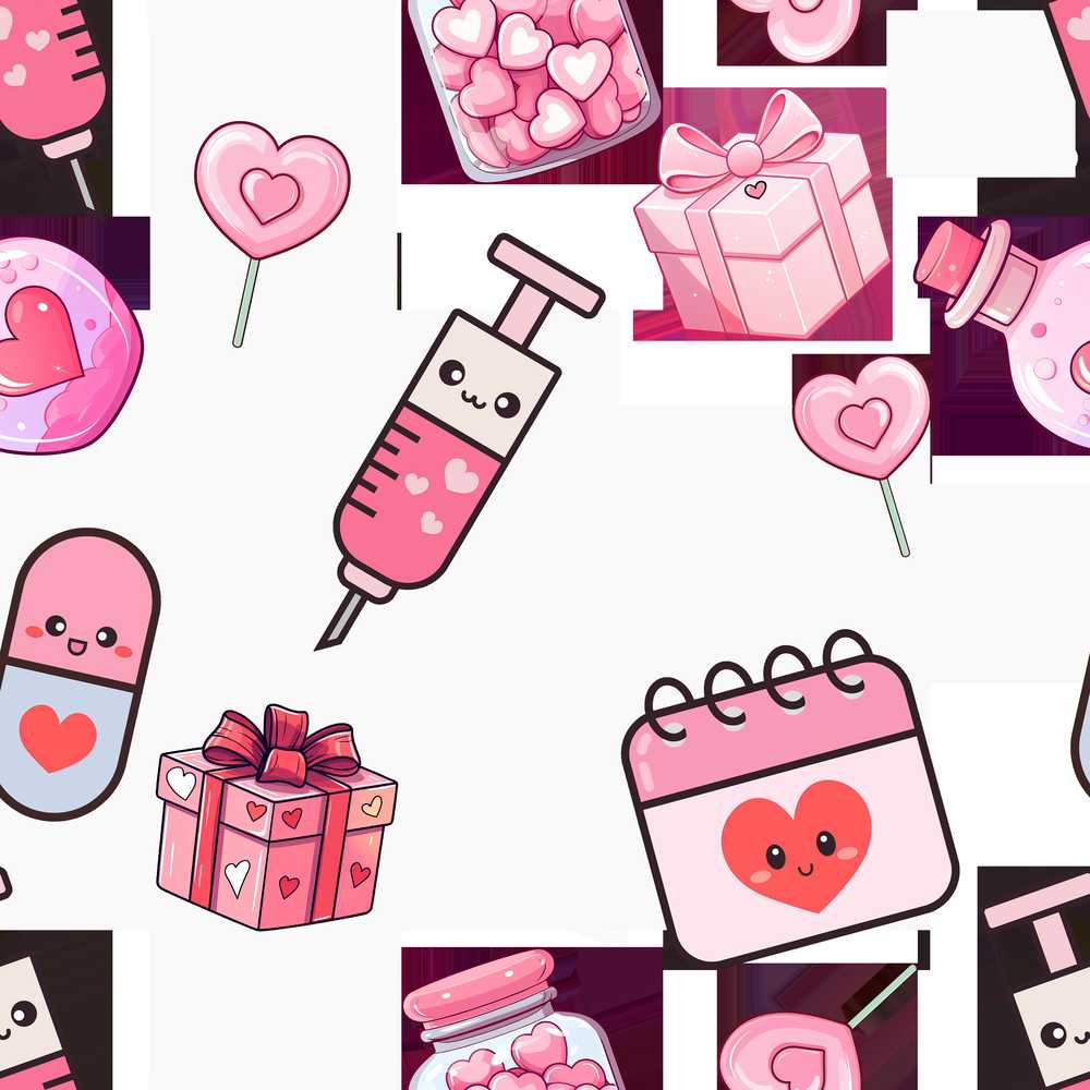 Cute Kawaii Valentine Love Hearts Syringe Gift Calendar Light Grey