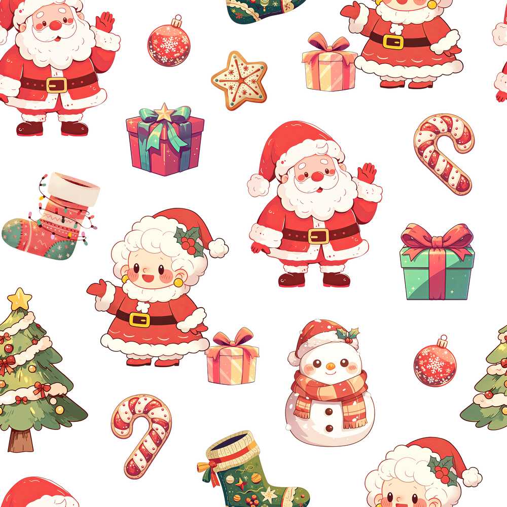 Cute Santa Claus Mrs Claus Snowman Christmas Gift Candy Cane