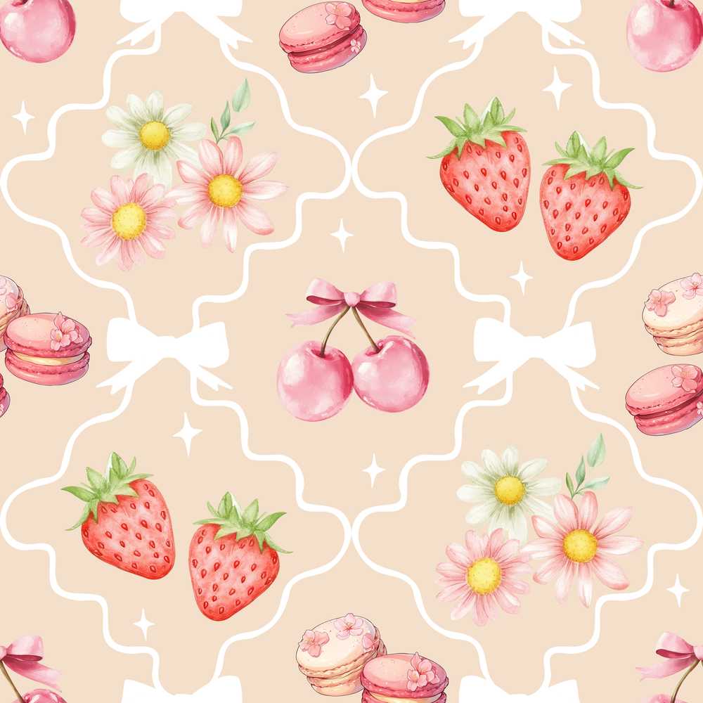 Cute Strawberry Cherry Daisy Floral Bow Sweet Dessert Soft Sand