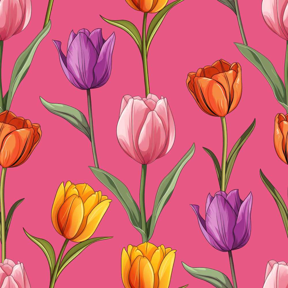 Elegant Tulip Floral Bright Pink Background Spring Flowers Wildflower