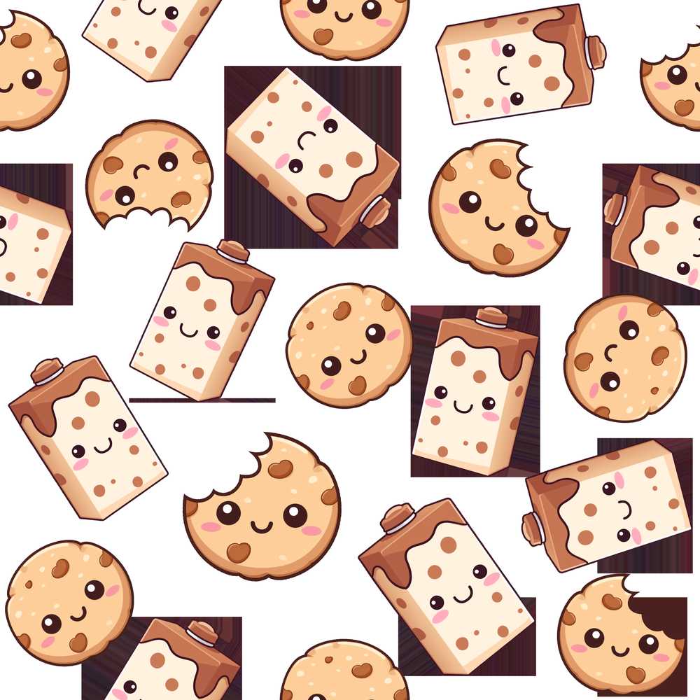 Cute Kawaii Cookies and Milk Sweet Treats Decorative
