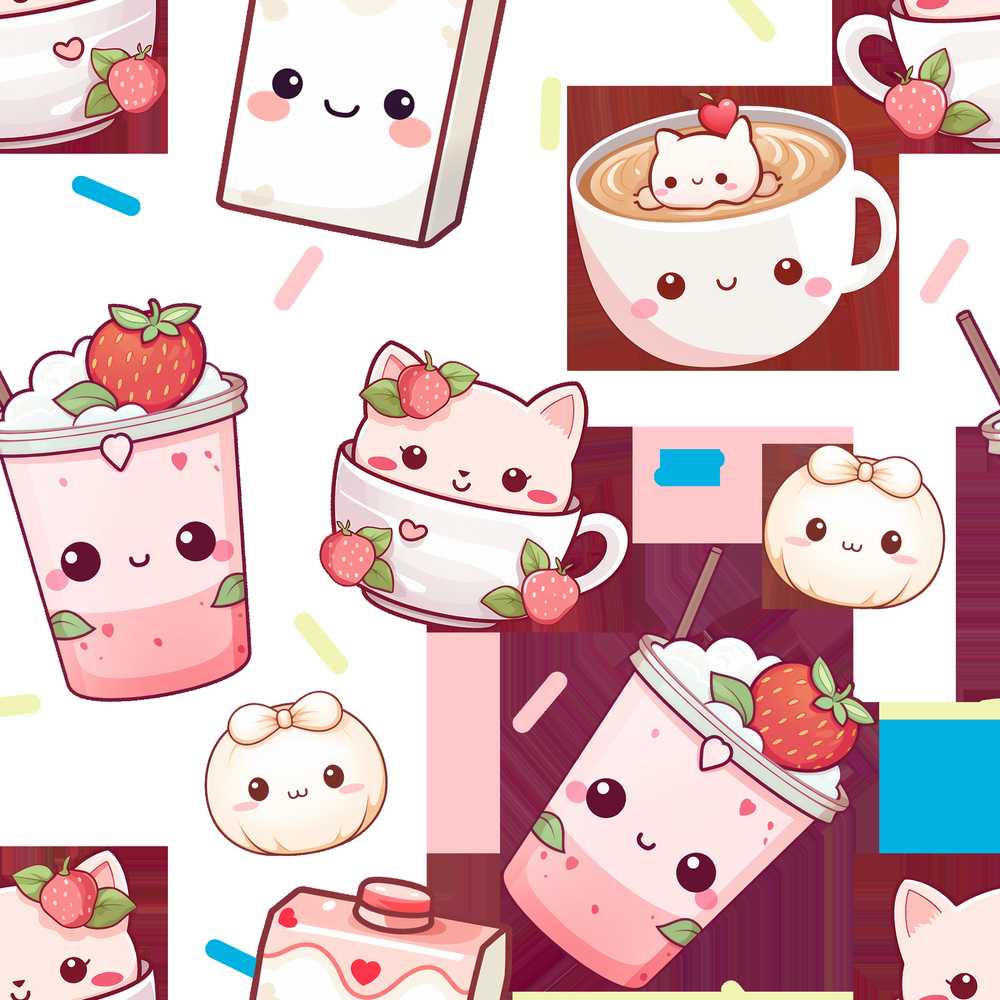 Cute Kawaii Cute Drinks And Dessert Characters Decorative