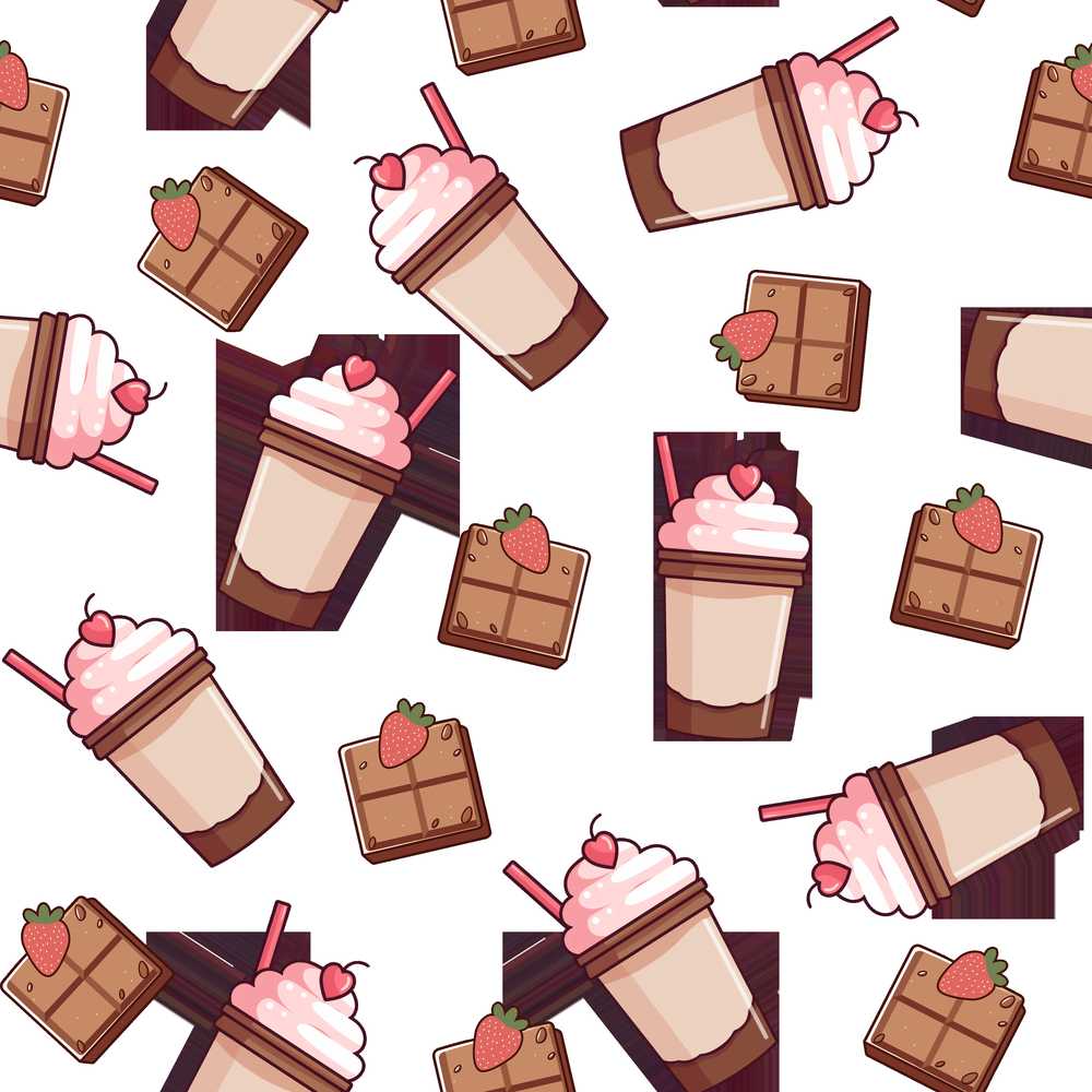 Cute Chocolate Bars and Creamy Milkshakes with Strawberries