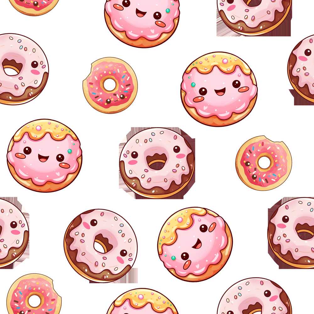 Cute Pink Donuts with Sprinkles and Happy Faces