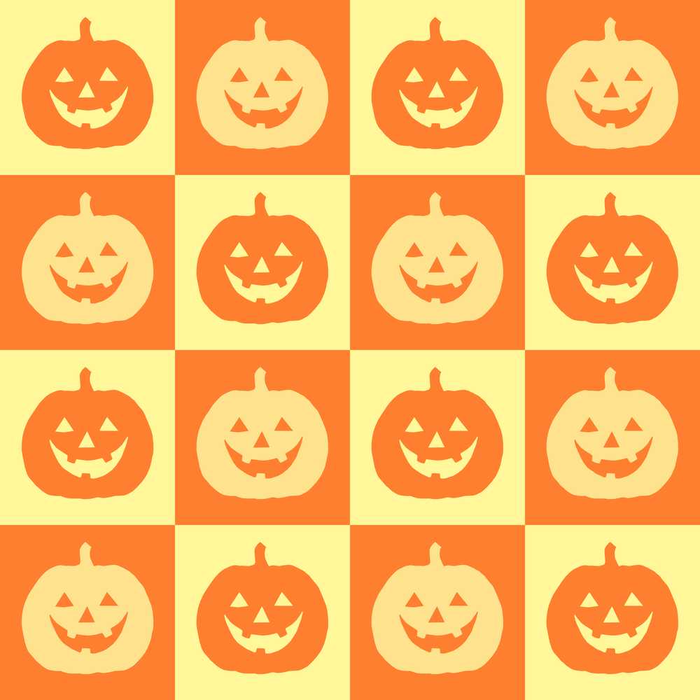 Orange Pumpkin Checkerboard Warm Autumn Spooky Seasonal Pattern