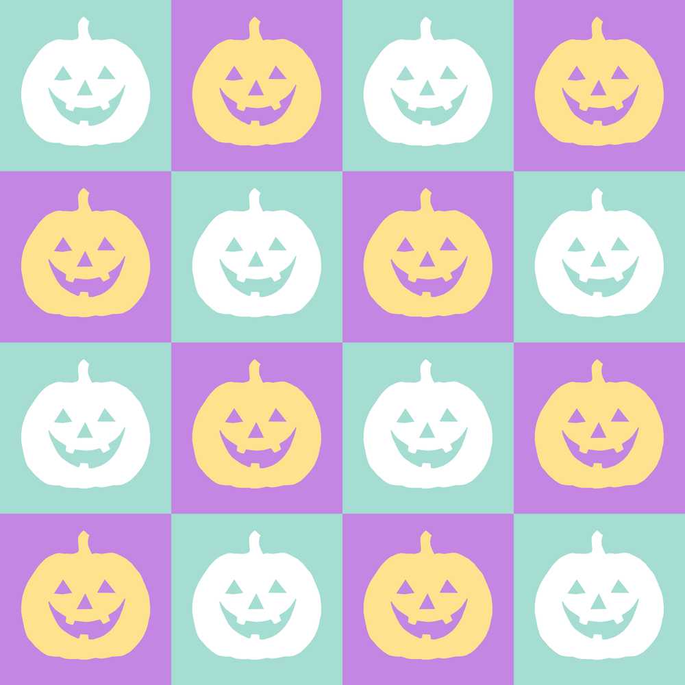 Pastel Pumpkin Checkerboard Soft Halloween Spooky Seasonal Pattern