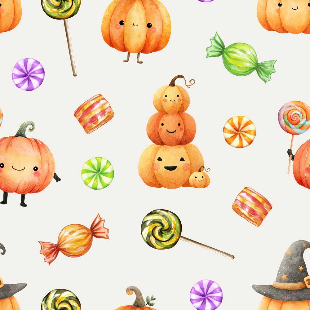 Cute Halloween Pumpkin Candy Characters Neutral Background Spooky