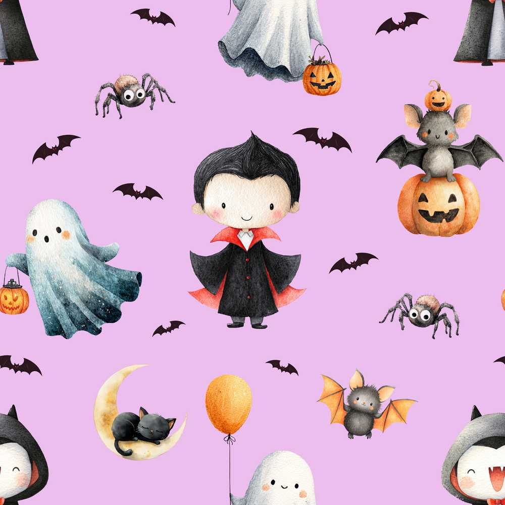 Halloween Vampire Ghost Bat Spooky Character Purple Seasonal