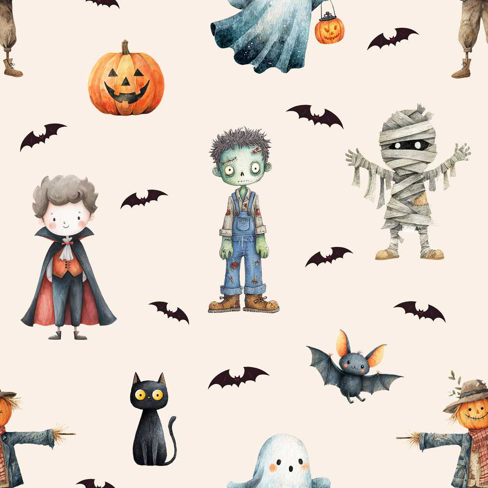 Halloween Zombie Mummy Vampire Bat Spooky Neutral Seasonal