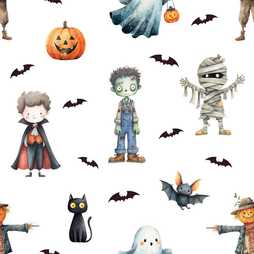 Halloween Zombie Mummy Vampire Bat Spooky Light Grey