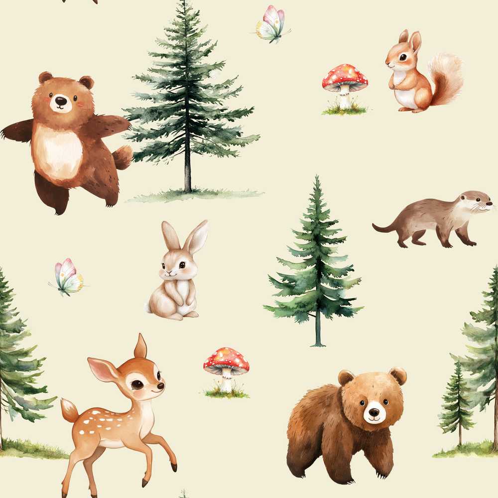 Bear Bunny Squirrel Trees Mushrooms Butterfly Soft Cream