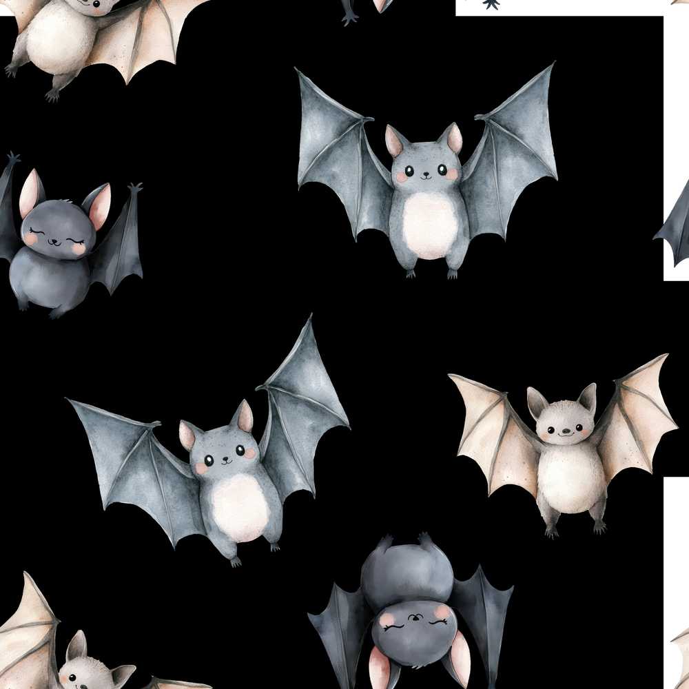 Cute Halloween Bats Flying Stars Night Sky Spooky