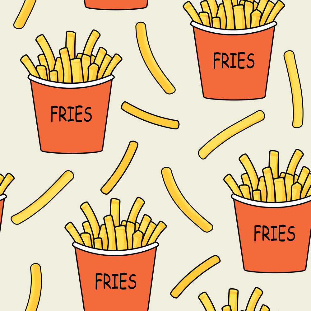 Cute French Fries Cartoon Snack Food Cream Background