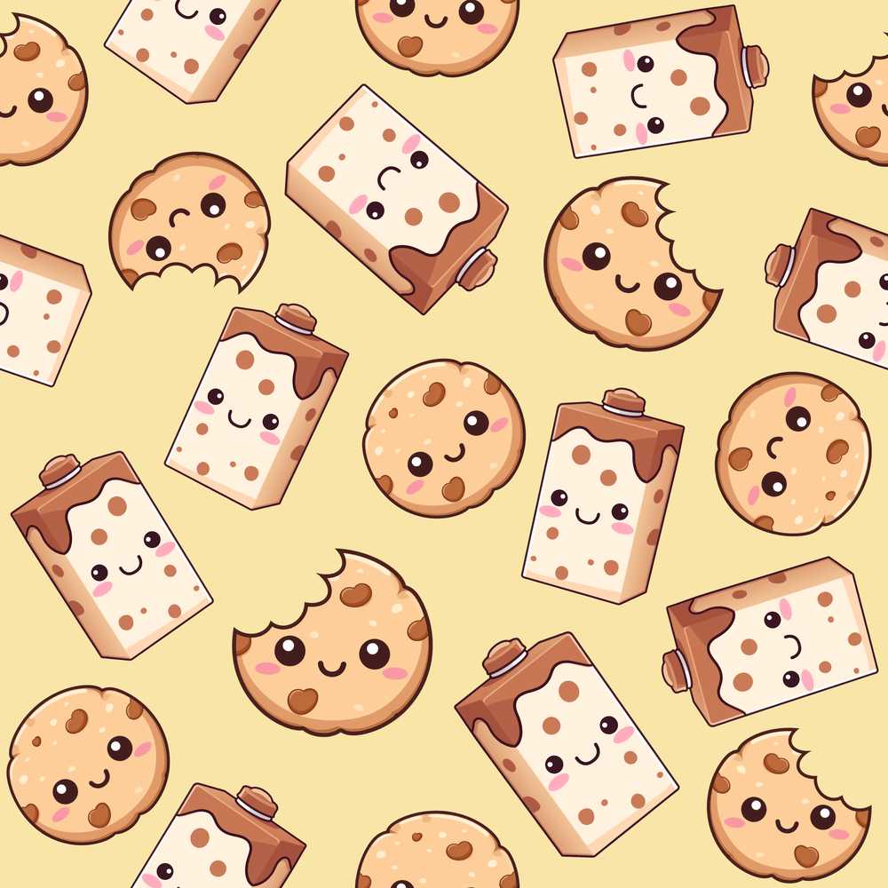 Cute Kawaii Chocolate Milk and Cookie Characters Decorative