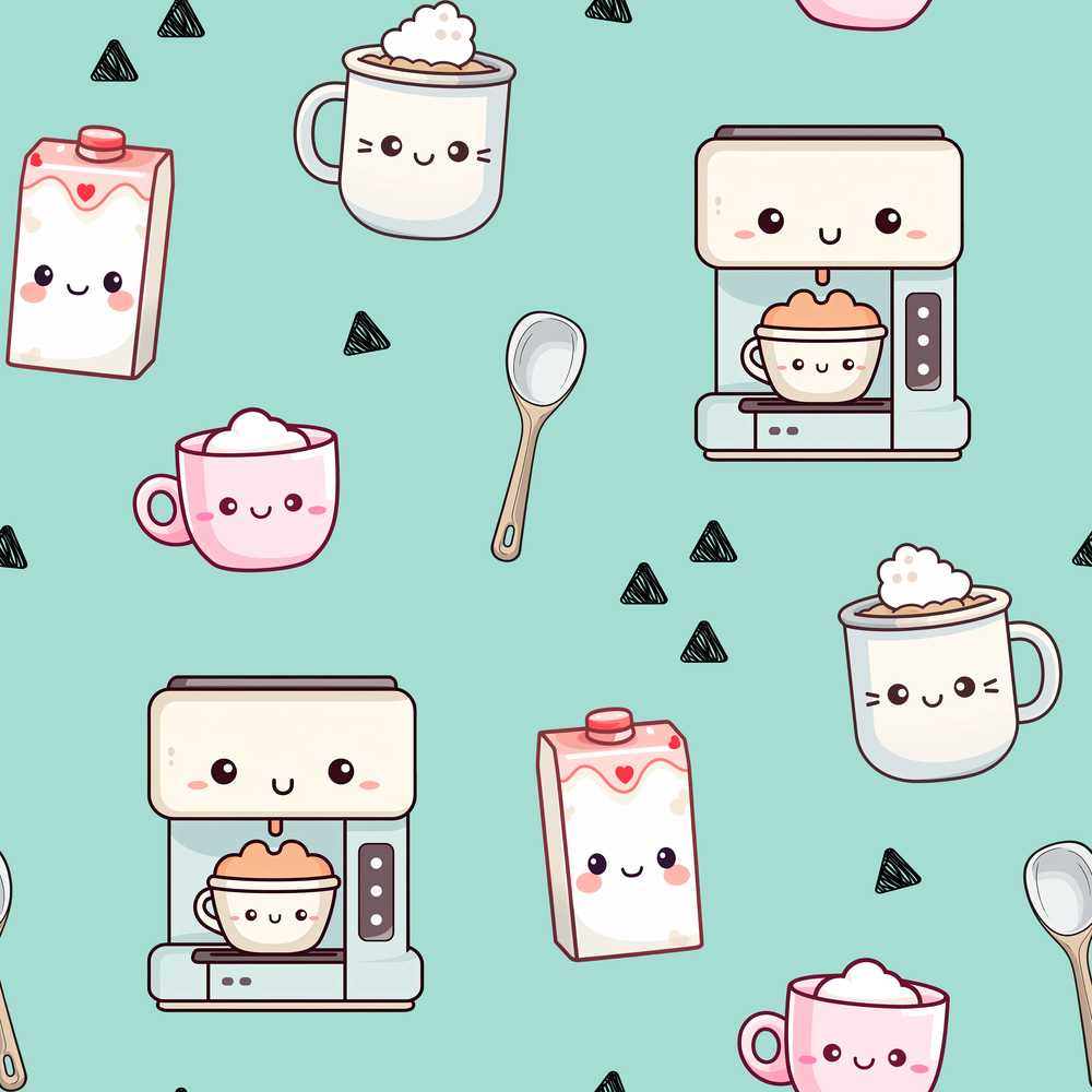 Kawaii Coffee Maker Milk Carton Cups Mint Green