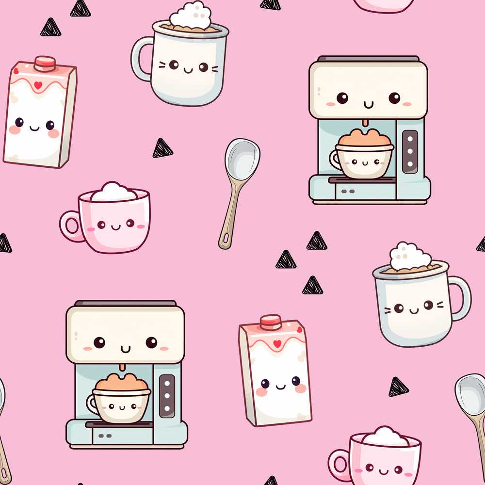 Kawaii Coffee Maker Milk Carton Cups Blush Pink