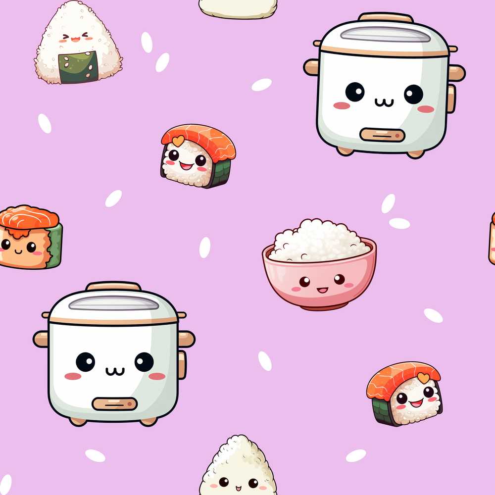 Cute Kawaii Sushi Rice Cooker Bowl Purple Background