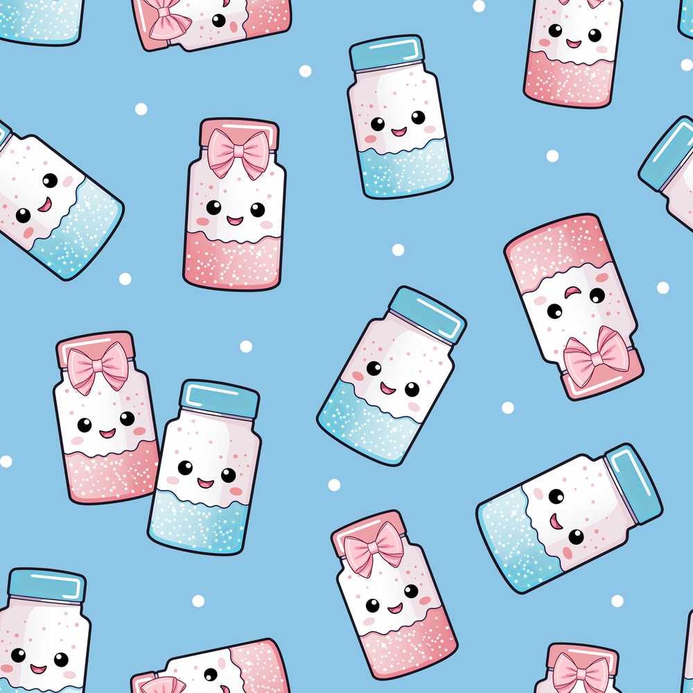 Cute Kawaii Sugar Jar Bottles with Glitter Sprinkles Sky Blue