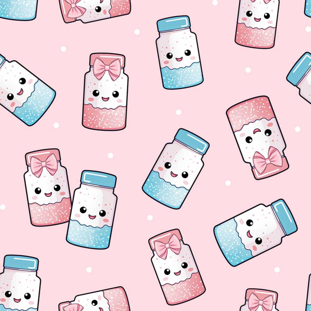 Cute Kawaii Sugar Jar Bottles with Glitter Sprinkles Blush Pink