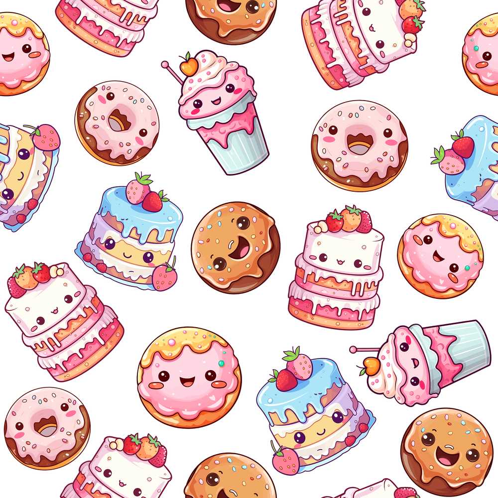 Kawaii Donut Cake Cupcake Sweet Dessert Light Grey