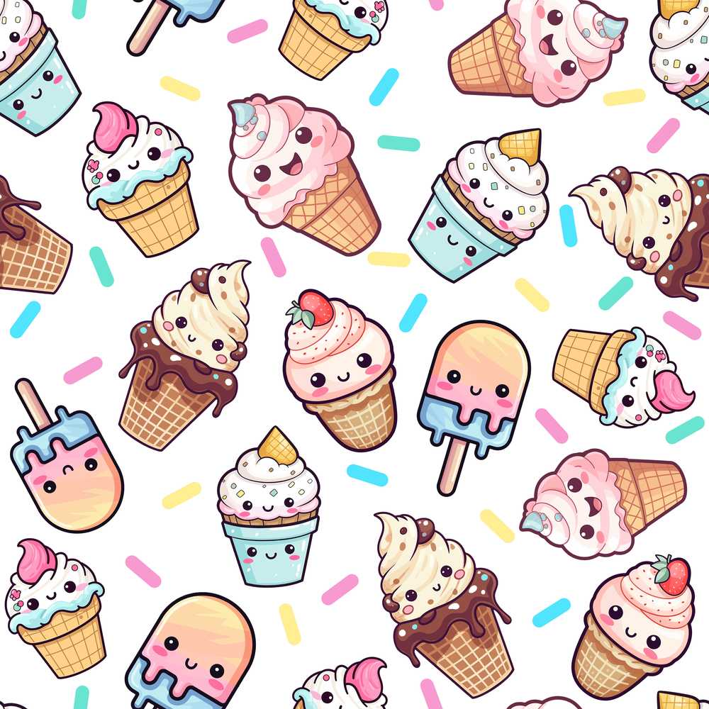 Kawaii Ice Cream Cone Popsicle Sweet Dessert Light Grey