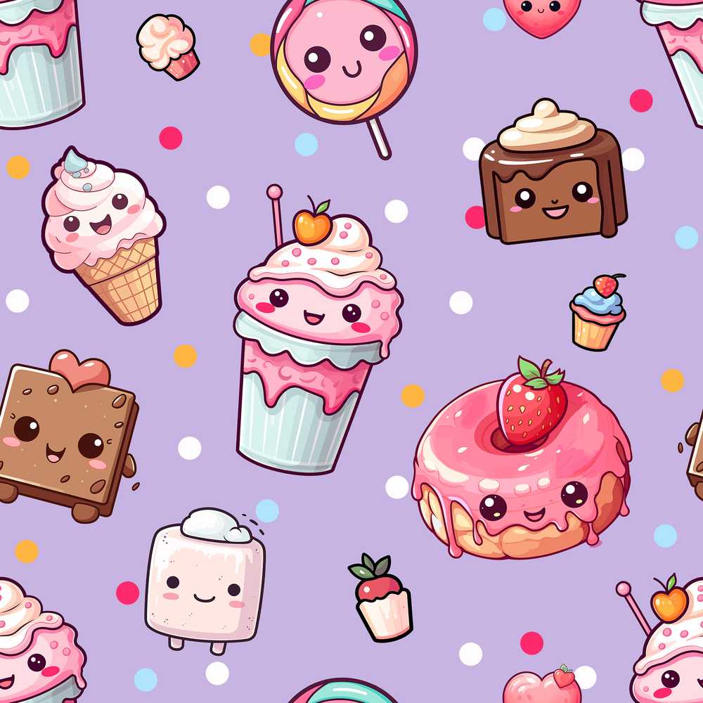 Cute Kawaii Dessert Cake Cupcake Donut Candy Sweet Treat Purple