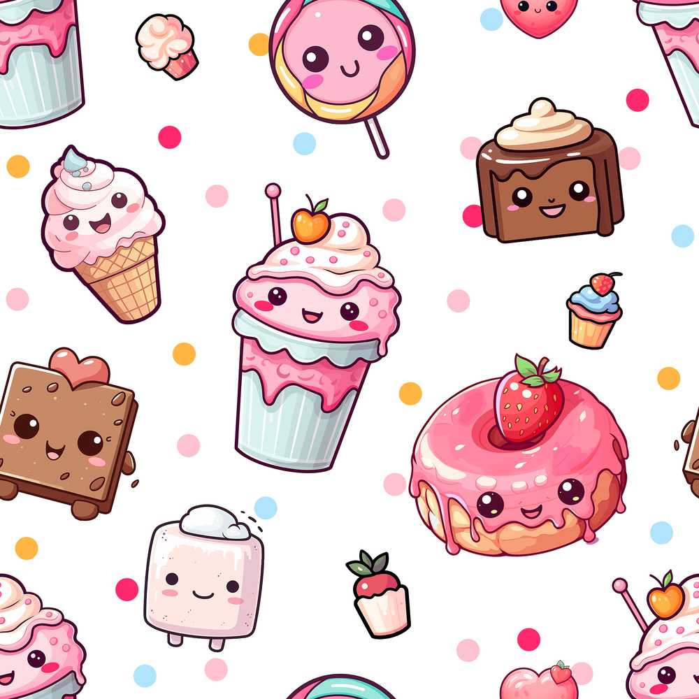Cute Kawaii Dessert Cake Cupcake Donut Candy Sweet Treat Grey