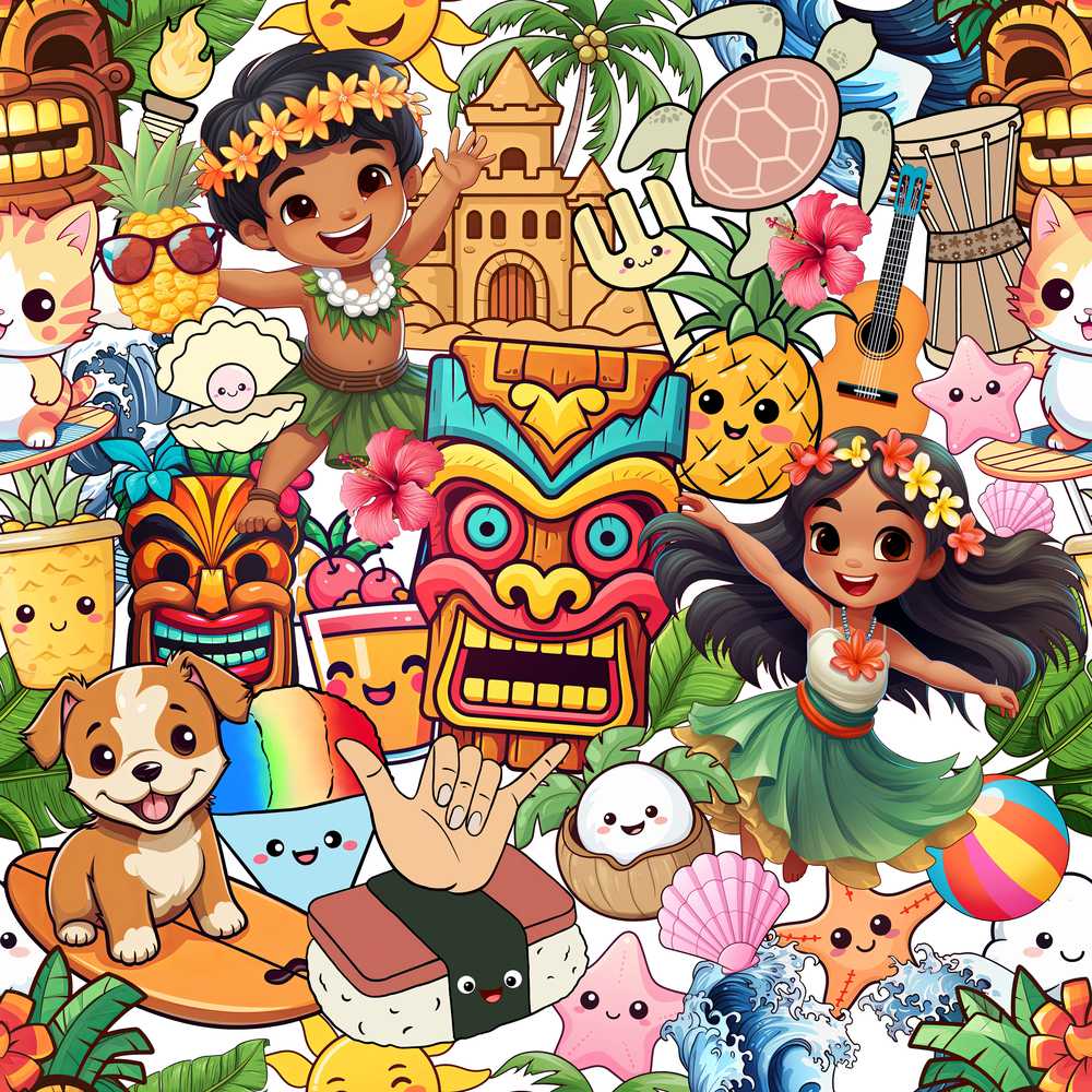 Hawaiian Kids Tiki Mask Pineapple Beach Fun White