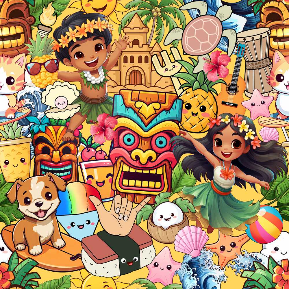 Hawaiian Kids Tiki Mask Pineapple Beach Fun Yellow
