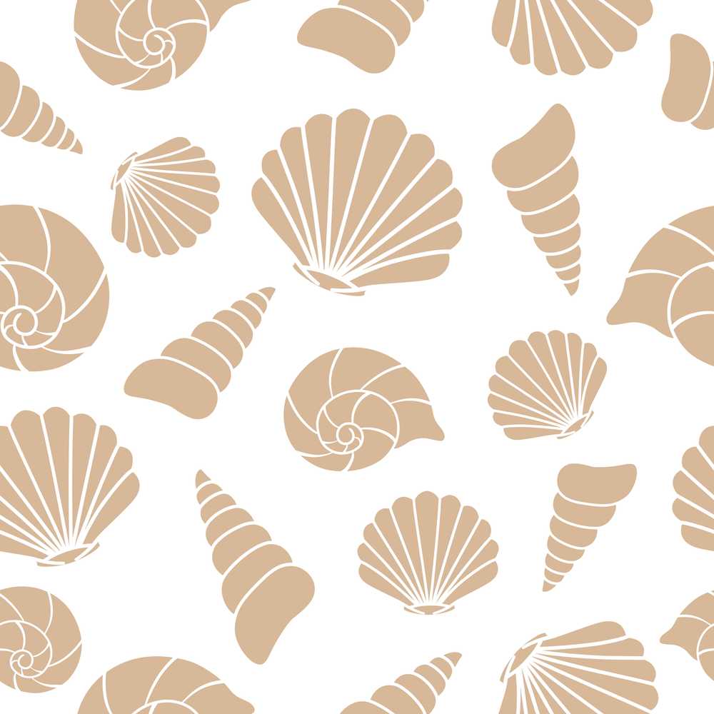 Minimal Seashell Pattern Beige Coastal Background Illustration Design