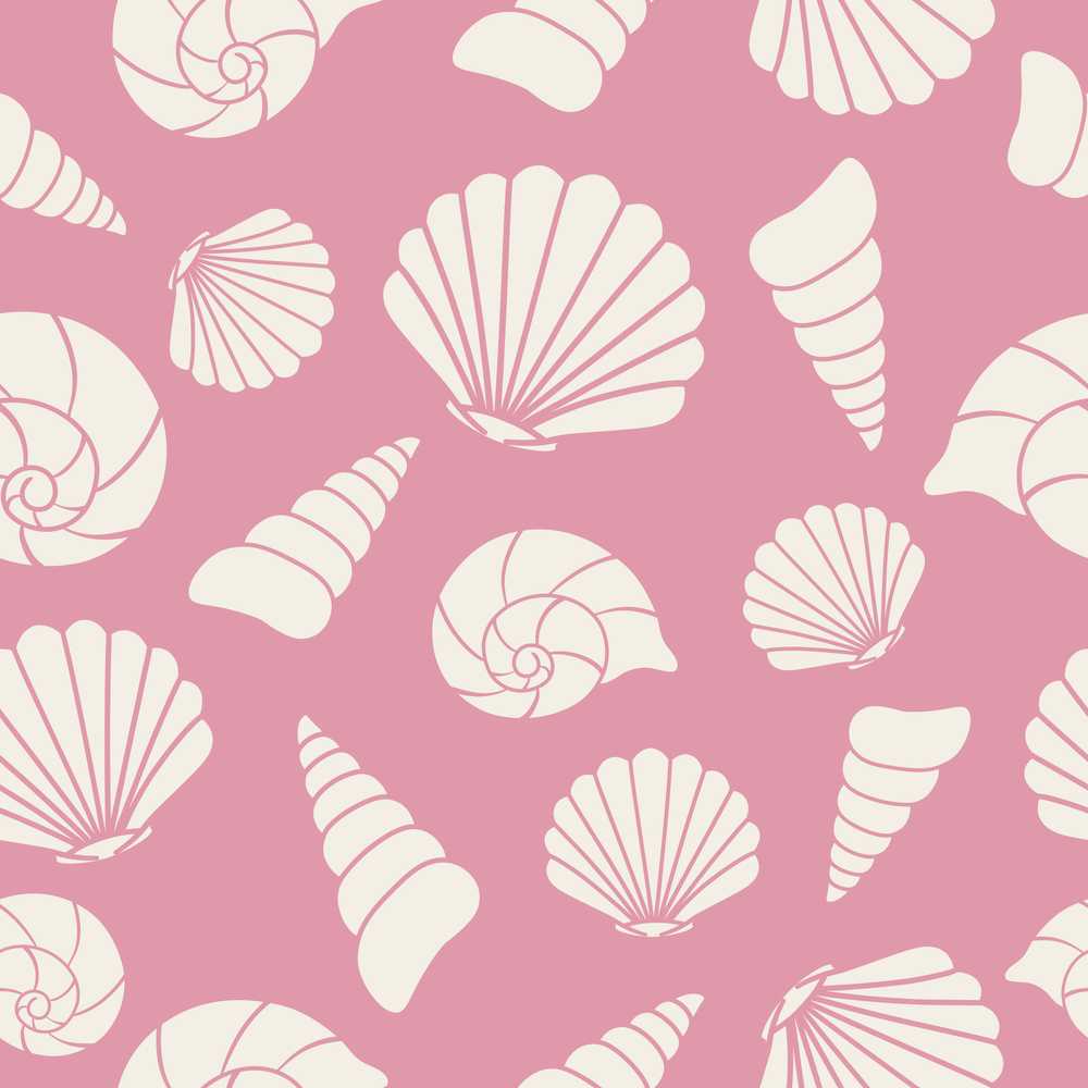 Minimal Seashell Pattern Soft Pink Background Coastal Style