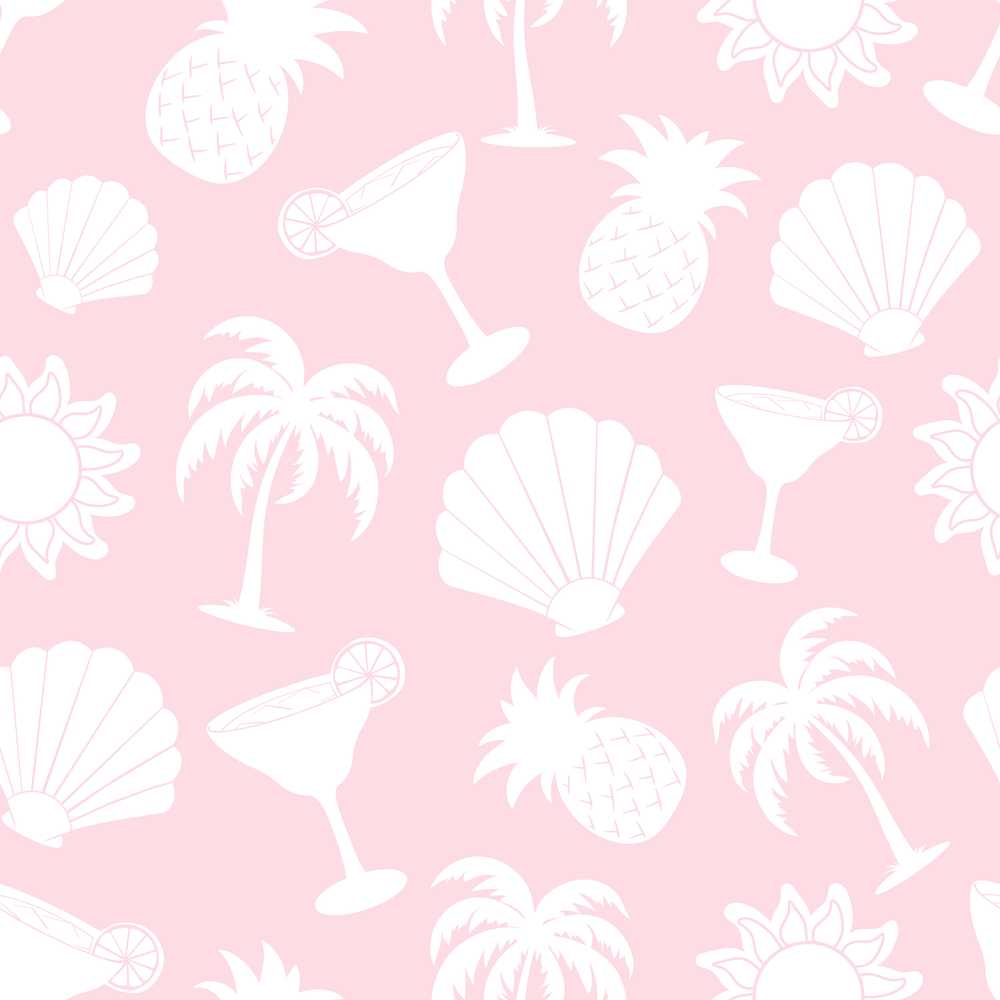 Tropical Beach Soft Pastel Palm Pineapple Cocktail Shell