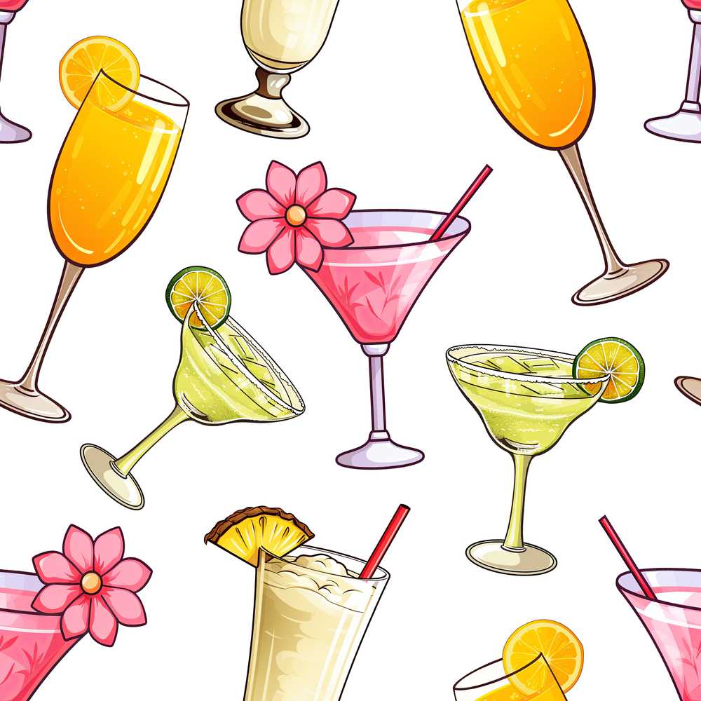 Colorful Cocktail Drinks Grey Background Summer Party Decorative