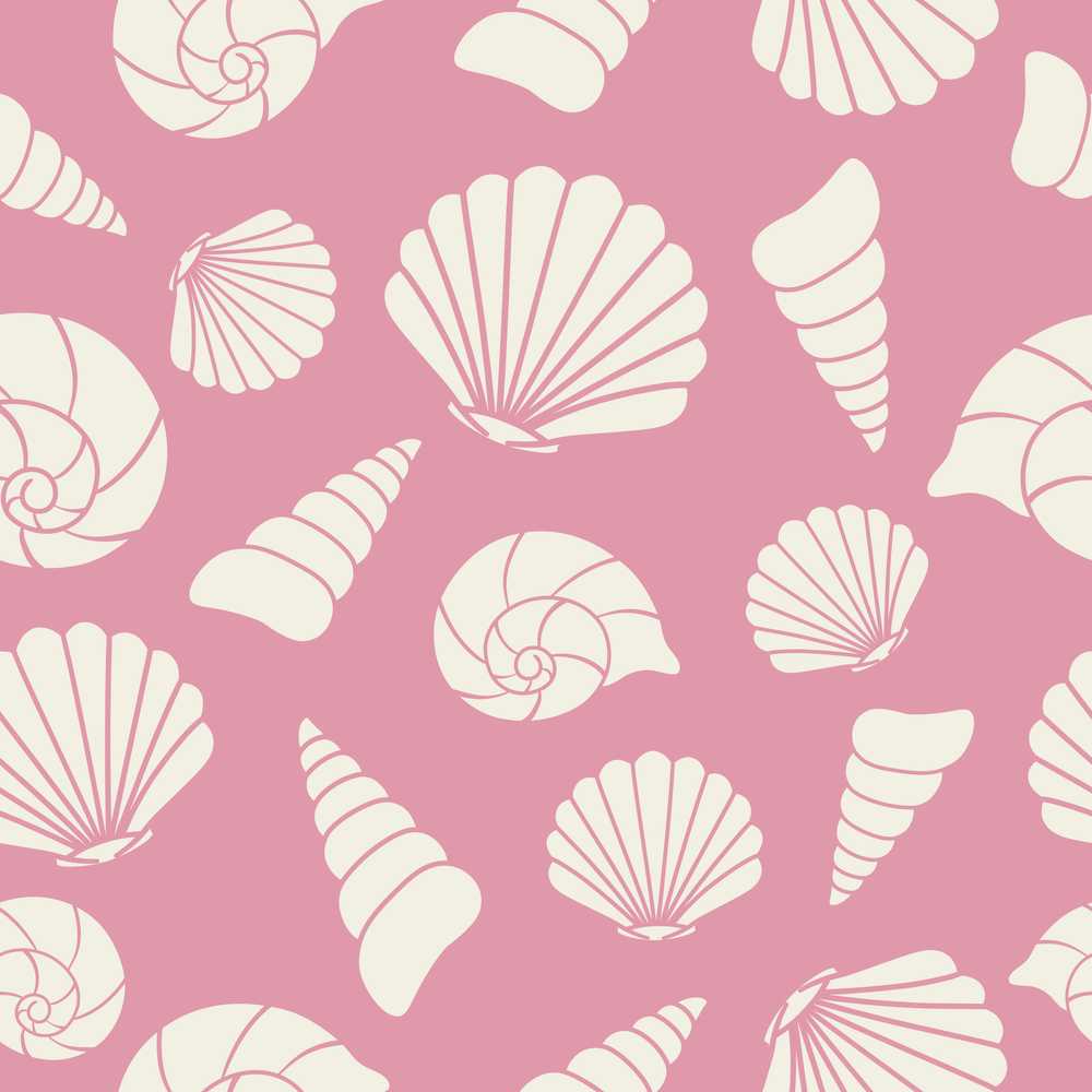 Minimal Sea Shells Pink Background Coastal Illustration Pattern
