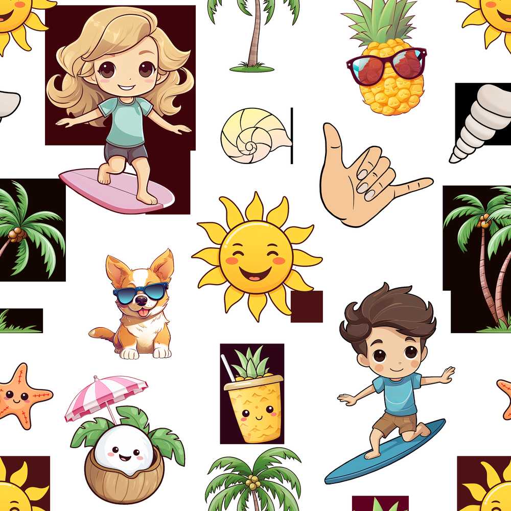 Cute Summer Beach Kids Fun Tropical Decorative Repeat