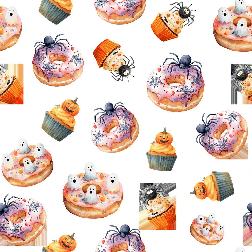 Cute Halloween Donuts Cupcakes Ghosts and Spiders Spooky