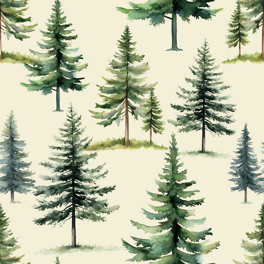 Pine Tree Forest Evergreen Woodland Nature on Soft Cream