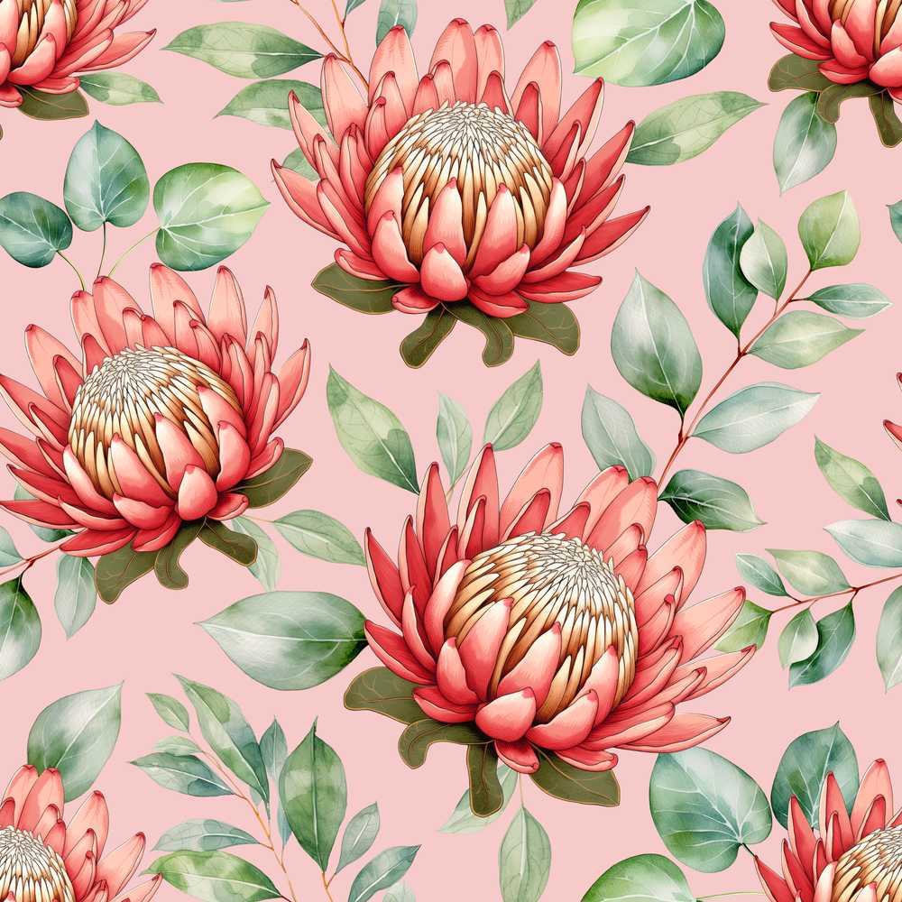 Elegant Protea Bloom Soft Pink Floral Botanical Nature Wildflower