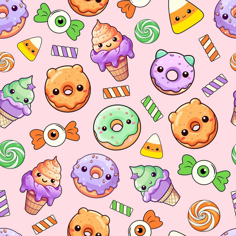Halloween Donuts Candy Eyeball Ice Cream Soft Pink Background