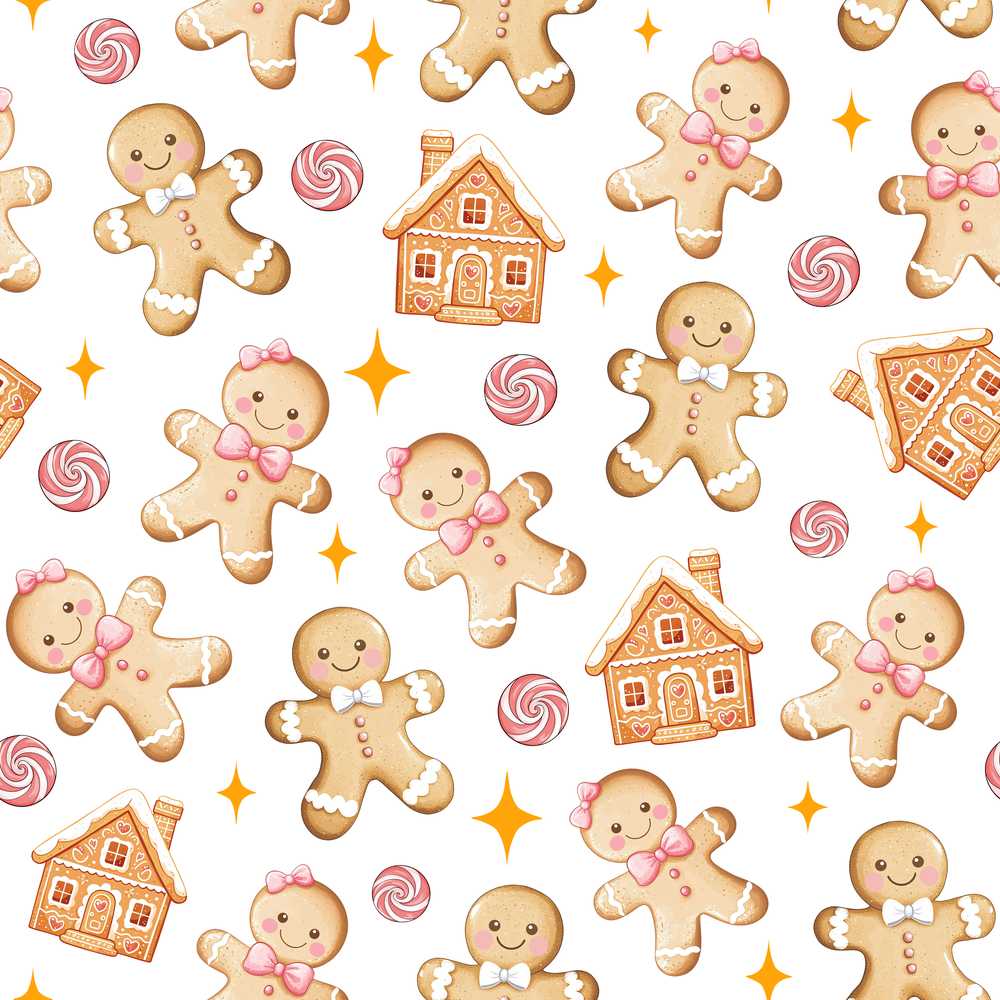 Cute Gingerbread Cookies Candy House on Light Grey Background