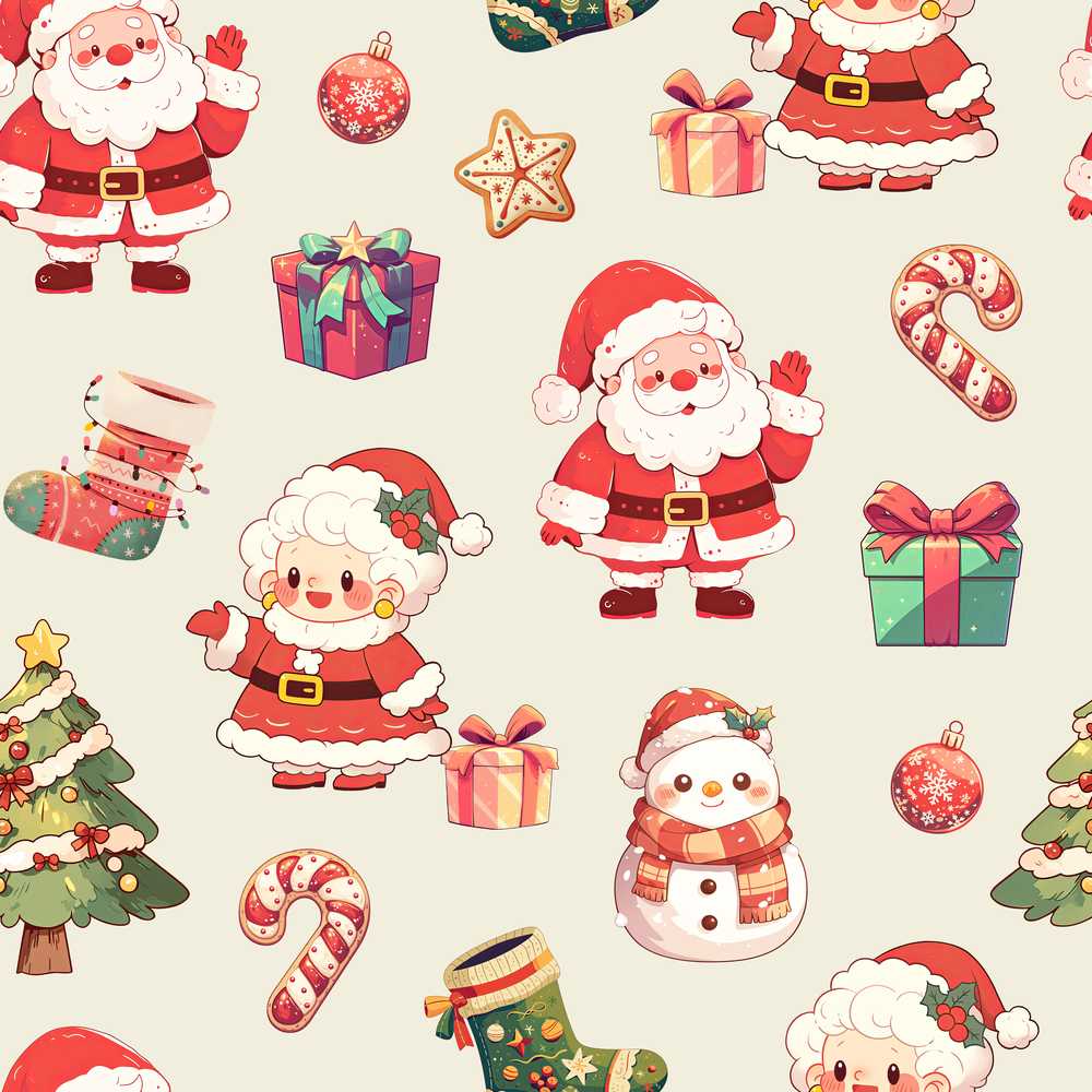 Cute Santa Claus Mrs Claus Snowman Gift Candy Festive